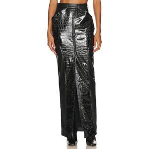 CULTNAKED Black Patent Croc-Embossed Maxi Skirt